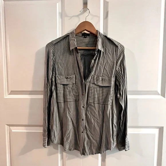 Dynamite Striped Button-down Blouse - Picture 1 of 4
